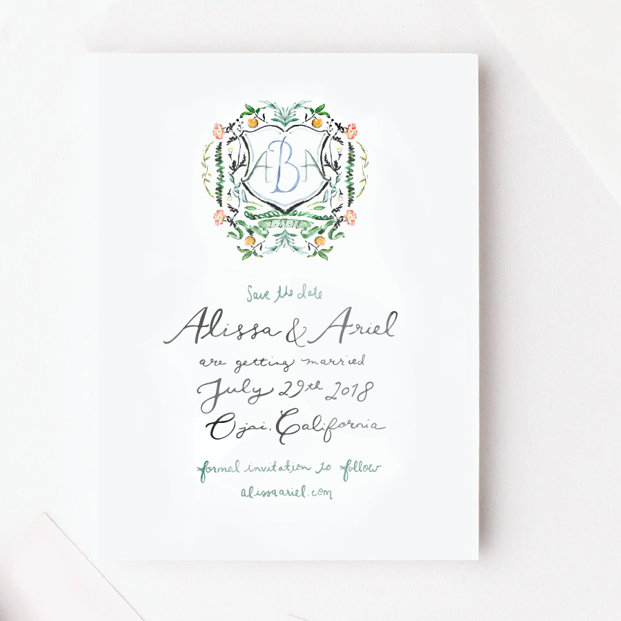 Monogram Crest Save the Date